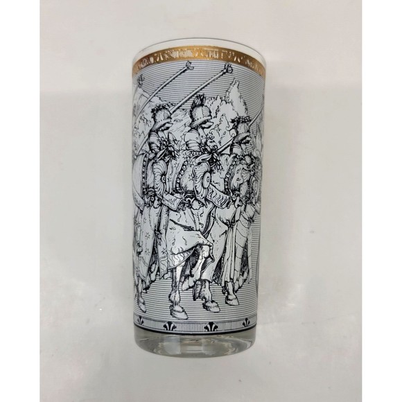 Vintage Cera High Ball Knights Camelot Glasses Tumblers MCM 22K Gold Trim Durer - Picture 10 of 14